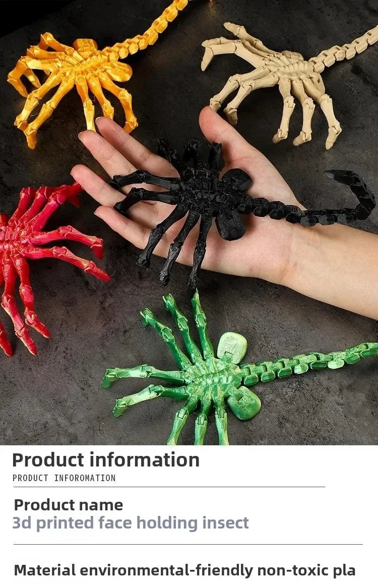3D Printed Movable Joints Facehugger Toys Simulation Articulated Animal Figurine Ornaments Creative Model Desktop Decoration