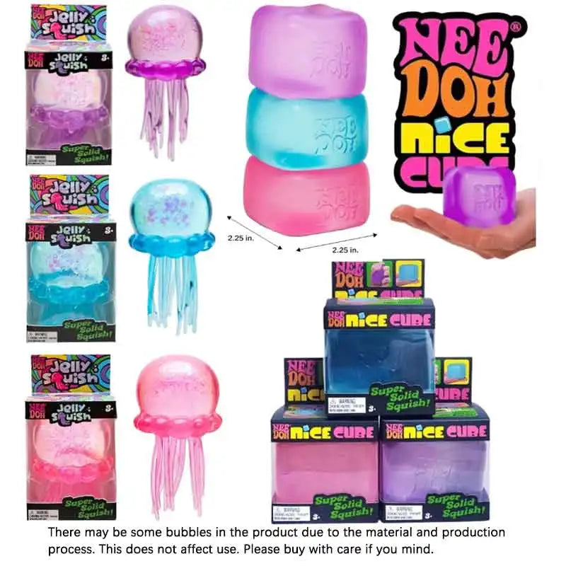 NeeDoh  Trending Jellyfish & Cube Squish Toy, Soft Jelly Squeeze Stress Relief Fidget Toy, Sensory NeeDoh for Squishy & Adults