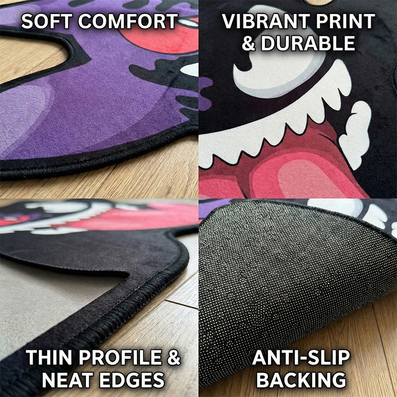 Pokemon Cool Gengar Rug Anime Irregular Shape Carpet Living Room Bedroom Decor Non-slip Mat Cool Cartoon Bedside Area Rugs